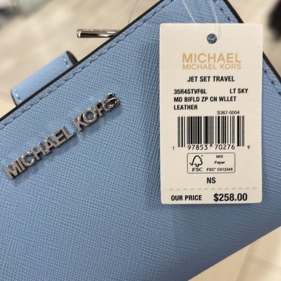 MICHAEL KORS Medium Crossgrain Leather Bifold Wallet South Pacific NWT - Picture 16 of 16